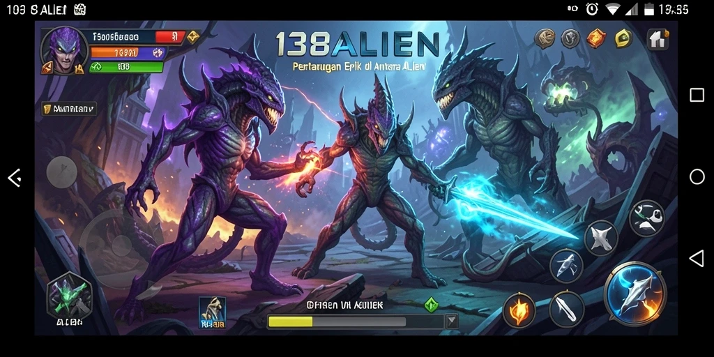Tampilan gameplay seru dalam pertarungan alien