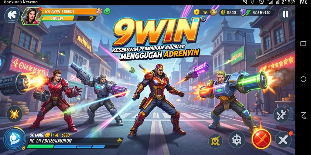 Tampilan seru gameplay 9WIN dalam suasana Arcade yang mendebarkan.