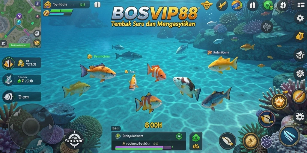 Tangkapan layar permainan Tembak Ikan yang penuh aksi.