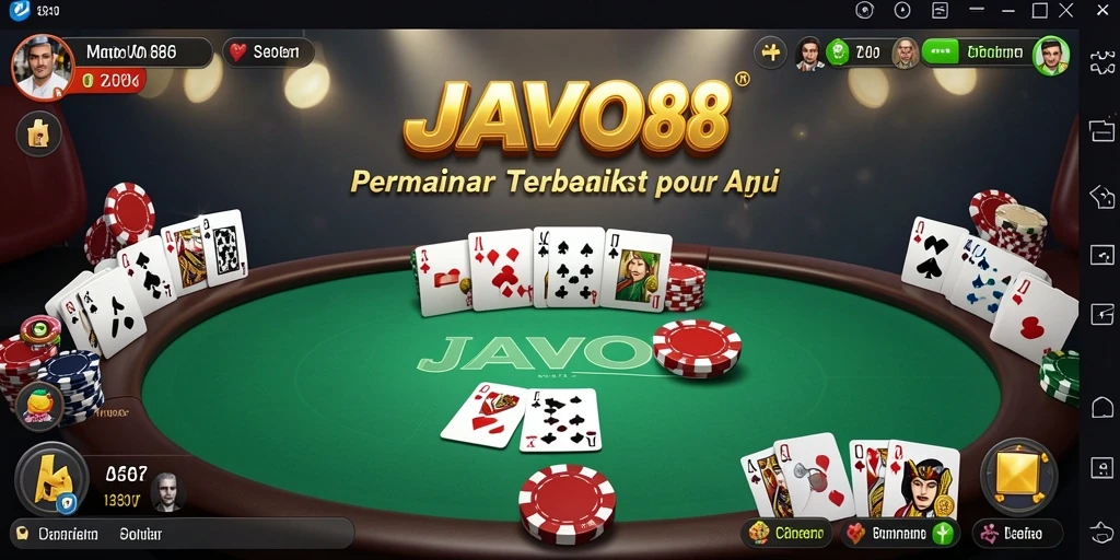 Screenshot utama JAVO88 menampilkan gameplay Poker yang seru dan mendebarkan.