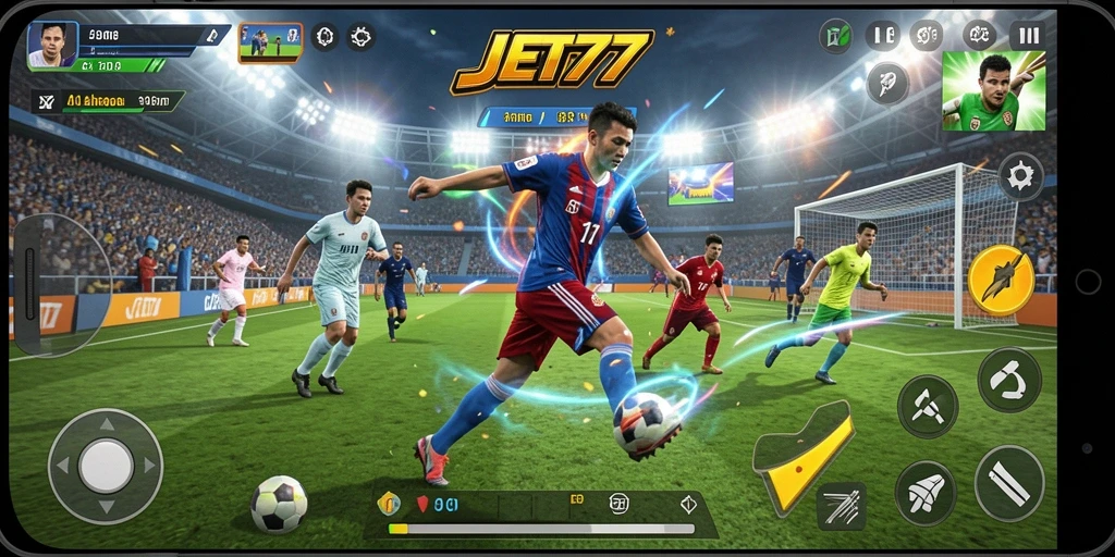Screenshot gameplay JET77 menampilkan aksi seru dalam olahraga.