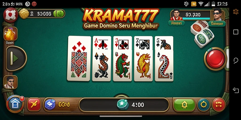 Screenshot gameplay KRAMAT77 menampilkan momen seru permainan domino.
