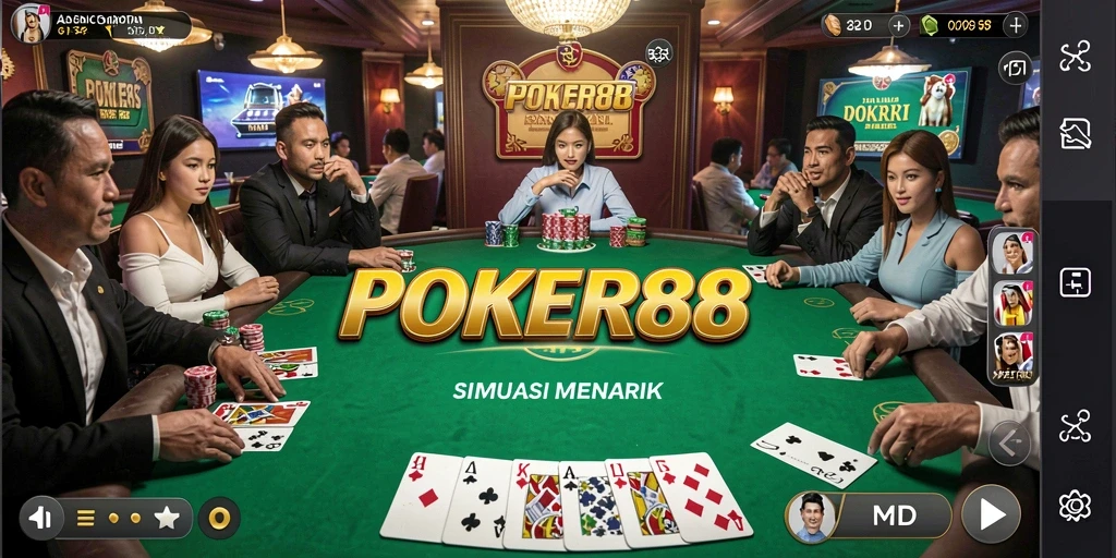 Screenshot gameplay POKER88 menampilkan momen seru saat bermain poker.