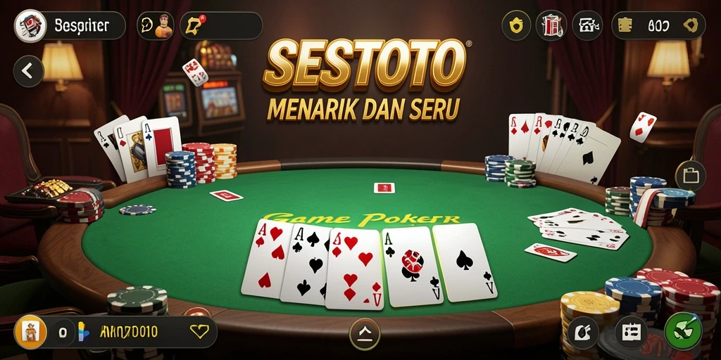 Tampilan SERU gameplay Poker di SESETOTO.