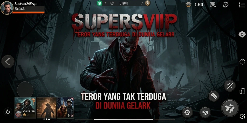 Screenshot menampilkan atmosfer menyeramkan dan gameplay yang menegangkan dari SUPERSVIP.