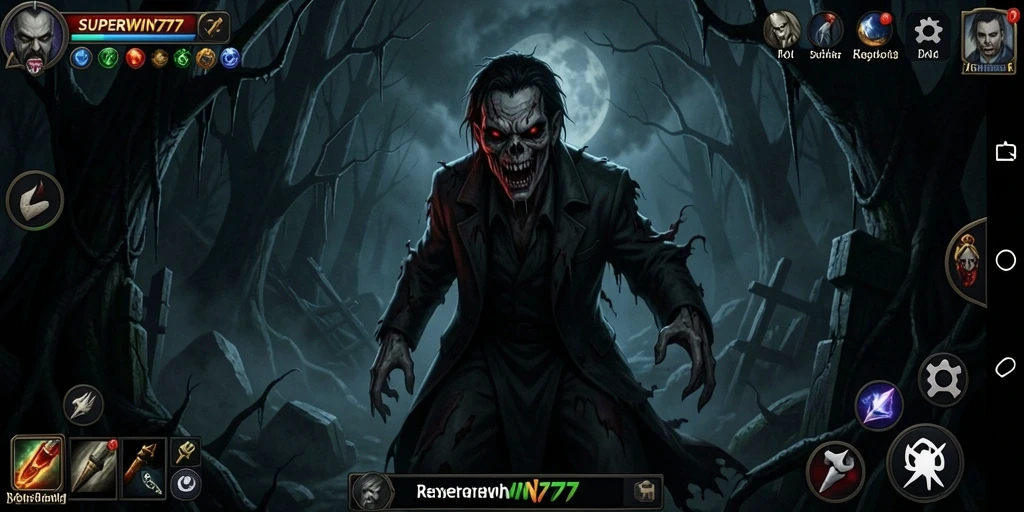 Tampilan gameplay SUPERWIN777 yang menyeramkan dan menegangkan.