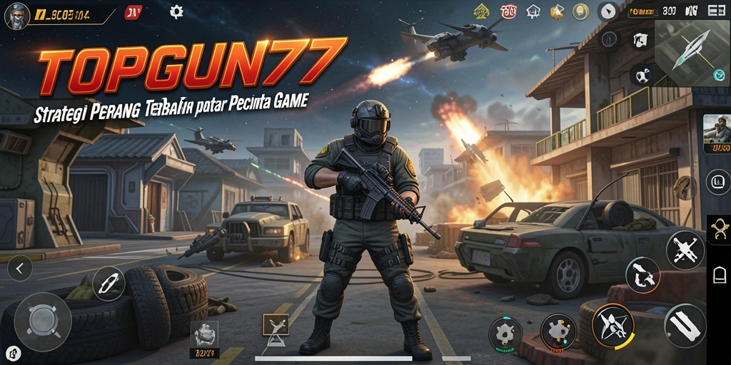 Tampilan gameplay mendalam dengan strategi yang menantang di TOPGUN77.